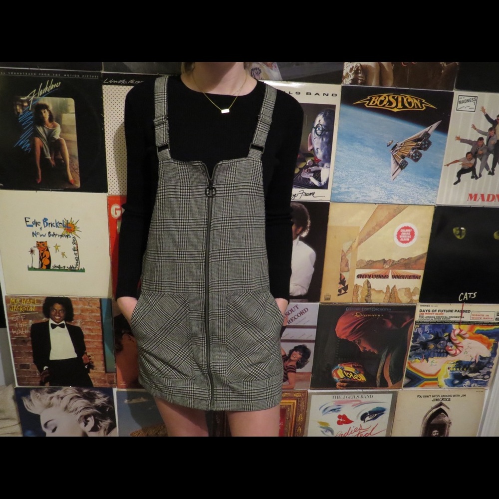 PLAID OVERALL DRESS